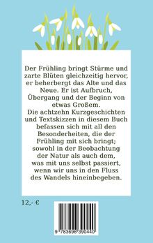 Der Text beschreibt den Frühling als Zeit des Übergangs. Oben sind Schneeglöckchen auf blauem Hintergrund abgebildet.