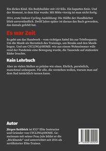 "Es war Zeit" und "Kein Lehrbuch" sind hervorgehoben. Es geht um Cycling, Musik und persönliche Entwicklung. Autor: Jürgen Reitböck.
