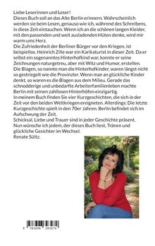 Ein Text über Berliner Hinterhöfe, Kinder und Geschichten. Unten ein Barcode. Daneben ein Foto einer lächelnden Frau.