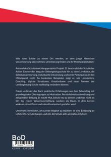 Ein Text über Schulentwicklung, Lernkultur, Eigenverantwortung und partizipatives Lernen. Oben rote und blaue Farbe.