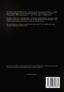 348 Billionen Dollar Schulden weltweit. Webseite: morgenstattsorgen.at. Schwarzer Hintergrund mit Textpassagen.