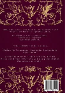 Titel und Zitate auf purpurnem Hintergrund mit goldenen Engeln und Verzierungen. Barcode unten rechts.