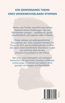 ZWEI UNVERWECHSELBARE STIMMEN. Texte über Mutters-Tochter-Geschichten, die zum Nachdenken anregen. Beige Hintergrund.