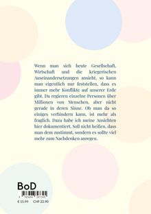 Text über gesellschaftliche Konflikte, Preisangaben unten. Hintergrund hat pastellfarbene, große Kreise.