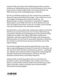 Text über ein Kursbuch zur Entdeckung von Ruhe und Selbstbegegnung. Es umfasst Lektionen zu Wahrnehmung, Dankbarkeit und mehr.