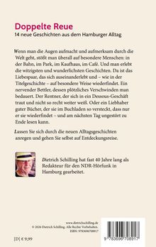 "Doppelte Reue: 14 neue Geschichten aus dem Hamburger Alltag" von Dietrich Schilling. Foto des Autors unten links.