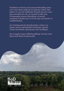 Text über die Printausgabe eines Reiseblogs und Infos zur Ausgabe August 2026, darunter eine Landschaft mit Wald und Wolken.