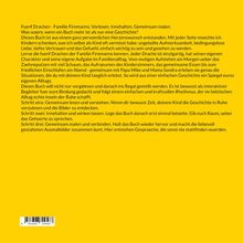 Gelber Hintergrund mit umfangreichem Text über die "Familie Fiermanns". Es werden Lesen, Innehalten und Malen thematisiert.