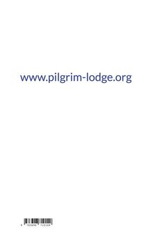 www.pilgrim-lodge.org in blauer Schrift auf weißem Hintergrund. Darunter ein Barcode mit Zahlenreihe.