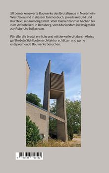 Text über Brutalismus-Bauwerke in NRW, Bild zeigt ein hohes, betonartiges Gebäude mit modernen Linien.