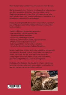 Text über das Älterwerden von Katzen, deren Pflege und Gesundheit. Unten rechts ein Bild einer Frau mit einer Katze.