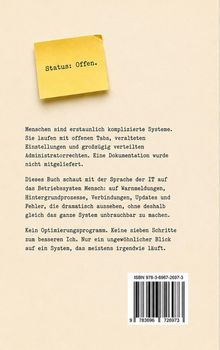 Gelber Zettel mit Text "Status: Offen". Darunter Beschreibung über Menschen als komplexe Systeme und keine Optimierungsprogramme.
