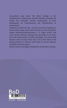 Text über Kunst in Gengenbach und Kriminalfall um Edgar Schaaf. Farbiger Hintergrund, BoD-Logo unten.