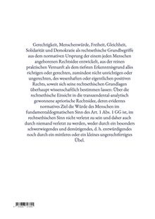 Text über Gerechtigkeit, Menschenwürde und Rechtsethik, bezogen auf Art. 1 Abs. 1 GG und den Schutz menschlicher Würde.