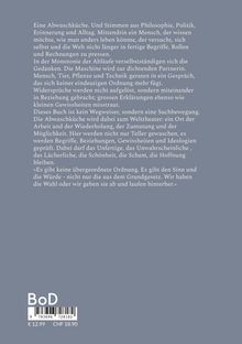 Text beschreibt ein Buch über Themen wie Philosophie, Politik und Alltag. Eine Abwaschküche wird zum Welttheater.