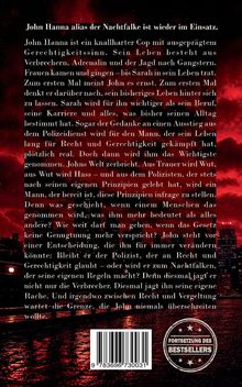 "John Hanna alias der Nachtfalke ist wieder im Einsatz. John Hanna ist ein knallharter Cop mit ausgeprägtem Gerechtigkeitssinn [...]"

Rote, nebelige Illustrationen mit schwarzen Silhouetten einer Stadt bei Nacht.
