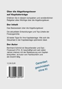 Titel: Über die Abgeltungssteuer auf Kapitalerträge. Preis: 12,99 EUR. Hinweis: Garantiert geschrieben ohne KI.