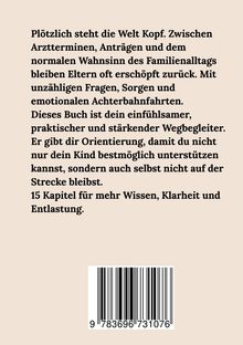 Texte über Unterstützung für Eltern, mit einem Barcode darunter auf beigem Hintergrund.