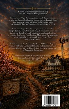 Text über Neuanfang und Liebe. Illustration: Bauernhof bei Sonnenuntergang mit Windmühle, Pfad, Blumen und einem Haus.