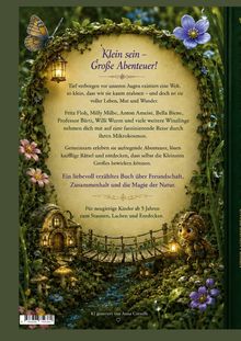 "Klein sein – Große Abenteuer!", ein kindgerechtes Buch über Natur, Freundschaft und Abenteuer. Illustration mit Blumen und Brücke.