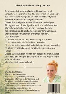 Titel: "Ich will es doch nur richtig machen".  
Beschreibung über Perfektion und Sicherheit. 
Foto einer lächelnden Frau unten rechts.