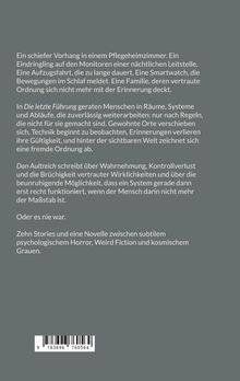 Text beschreibt Erzählungen über Wahrnehmung, Kontrollverlust und kosmisches Grauen. Barcode unten im Bild.
