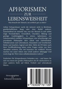 Titel: "Aphorismen zur Lebensweisheit". Zitate von Arthur Schopenhauer über Glück und Selbstbestimmung. Herausgegeben von Edmond Bronstein. Enthält einen Barcode.