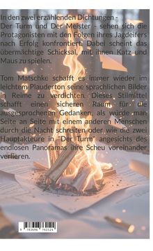 Text über zwei Dichtungen und deren Protagonisten. Im Hintergrund brennende Holzscheite auf Papier.