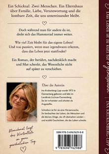 Texte über Schicksal, Zeit und Leben; Foto autorin, kurze Biografie. Zitat unten links, ISBN rechts unten. Herzlinien als Dekor.