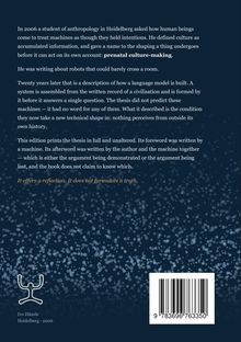 Ein Text über Kulturverständnis durch Maschinen, betont "prenatal culture-making". Blau mit hellen Punkten, Kunst.
