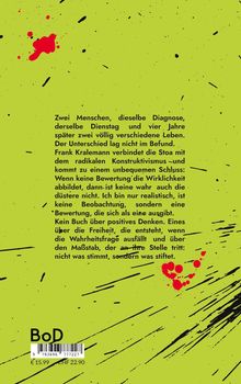 Text über zwei Menschen, Diagnose, Stoa und Konstruktivismus. Grüner Hintergrund mit schwarzen und roten Spritzern.