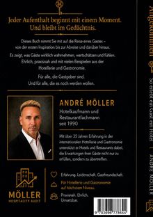 Der Text beschreibt das Buch über Gästeerfahrungen. "ANDRÉ MÖLLER" ist Hotelkaufmann seit 1990. Autor mit 35 Jahren Erfahrung. 