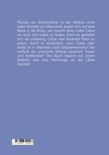 Text über Placido auf Reisen in der Natur zur Selbstfindung, beginnt mit Gedicht, Hommage an Liebe. Blauer Hintergrund.