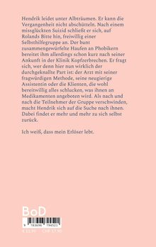 Text über Hendrik, der Albträume hat und sich einer Selbsthilfegruppe anschließt. Barcodelabel unten. Rosa Hintergrund.
