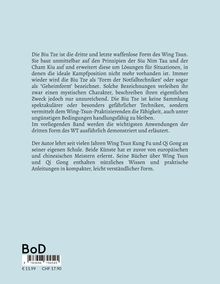 Text über die Biu Tze, die dritte Form des Wing Tsun, ihre Prinzipien und Anwendung, präsentiert auf hellblauem Hintergrund.