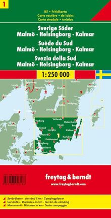 FuB Schweden 01 Süd, Malmö, Helsingborg, Kalmar 1 : 250 000. Autokarte, Karten