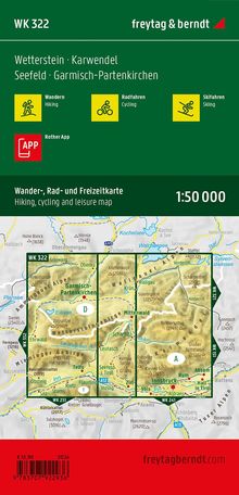 Wetterstein - Karwendel, Wander-, Rad- und Freizeitkarte 1:50.000, freytag &amp; berndt, WK 322, Karten