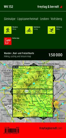 WK 132, Wander-, Rad- und Freizeitkarte 1:50 000. Gleinalpe, Lippizanerheimat, Leoben, Voitsberg.