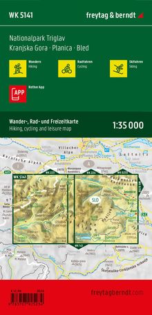 WK 5141, Nationalpark Triglav, Kranjska Gora, Planica, Bled. Wandern, Radfahren, Skifahren. Karte 1:35 000.