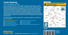 **Saale-Radweg:** Vom Fichtelgebirge zur Elbe. Beschreibung der Reise entlang der Saale, Karten und Routeninformationen. Ein Logo zeigt einen Radfahrer auf einem Verkehrsschild. Rechts ist eine Karte mit einer rot markierten Route.