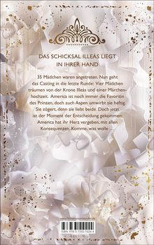 „Das Schicksal Illéás liegt in Ihrer Hand“ steht in festlichem, elegantem Design mit weißen Stoffrüschen und goldenen Akzenten.