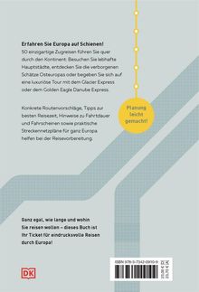 Text: "Erfahren Sie Europa auf Schienen! Planung leicht gemacht!" Oben links Text, unten Strichcode, Logo unten links.