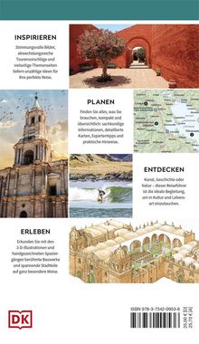 INSPIRIEREN, PLANEN, ERLEBEN, ENTDECKEN. Fotos: rote Wand, Kirche, Surfer, Karte, großes Gebäude. Logo: DK. Preisangaben.