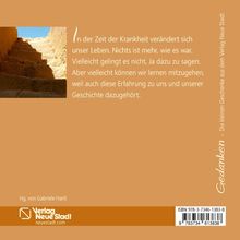 "In der Zeit der Krankheit verändert sich unser Leben..." Untere Ecke: "Verlag Neue Stadt". Links Bild von Steintreppe.