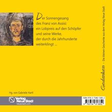 Gelber Hintergrund, links Porträt eines Mannes; "Der Sonnengesang des Franz von Assisi" in schwarzem Text.