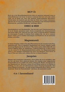 MCT Öl, DMSO & MSM, Magnesiumöl, Jiaogulan, 4 in 1 Sammelband! Texte über gesunden Lebensstil und Pflanzen. Beige Hintergrund.