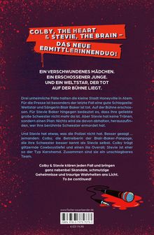 Text: Colby, the Heart & Stevie, the Brain - Das neue Ermittlerinnenduo! Illustration: Ein Mikrofon in einer Blutlache.