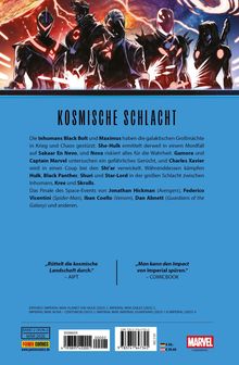 „Kosmische Schlacht“ und eine Aufzählung von Figuren und Autoren des Space-Events. Im Hintergrund ein dynamisches Sci-Fi-Illustration.