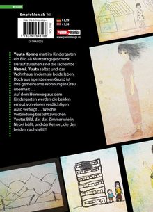 "Empfohlen ab 16!" Oberes Drittel zeigt Buntstiftzeichnungen: Frau, Kind, Gebäude, Landschaft. "Mystery"-Etikett, Preisangaben.