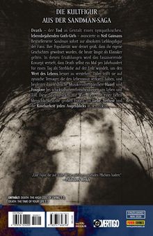 Text über "Death" aus der Sandman-Saga, zentrale Themen: Wert des Lebens, Liebe, Verlust. Enthält: "DEATH: THE HIGH COST OF LIVING 1-3."
